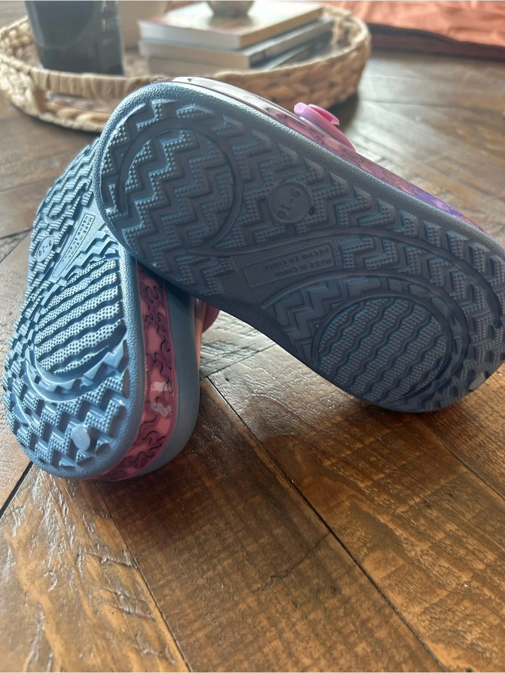 Kids Blue and Pink Character Clog Sandals with Adjustable Heel Strap